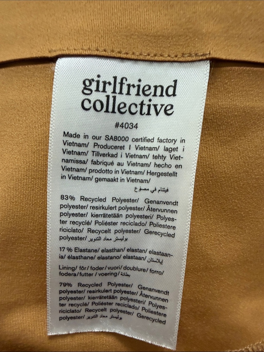 GIRLFRIEND COLLECTIVE Ribbed High-Waist Leggings - Mustard - Picture 3 of 4